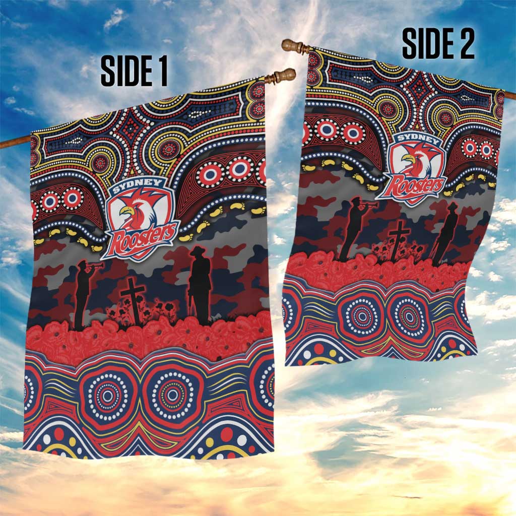 ANZAC Day Sydney Roosters Garden Flag Military Memorial Aboriginal Indigenous Art