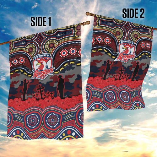 ANZAC Day Sydney Roosters Garden Flag Military Memorial Aboriginal Indigenous Art