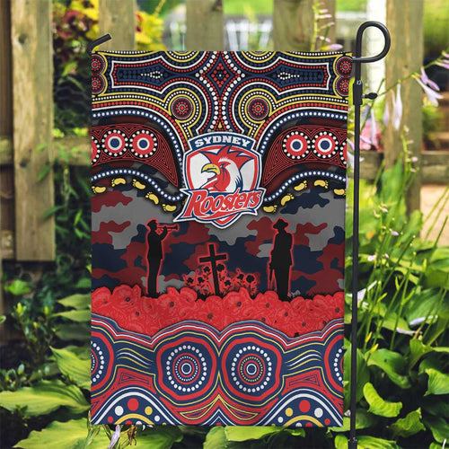 ANZAC Day Sydney Roosters Garden Flag Military Memorial Aboriginal Indigenous Art