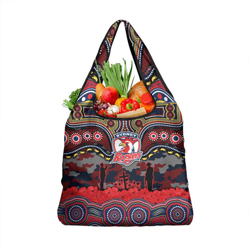 ANZAC Day Sydney Roosters Grocery Bag Military Memorial Aboriginal Indigenous Art