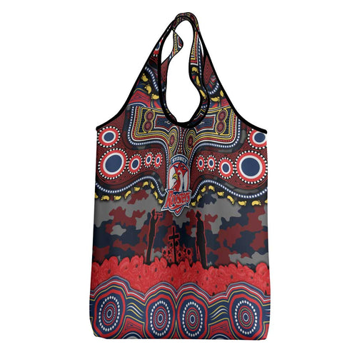 ANZAC Day Sydney Roosters Grocery Bag Military Memorial Aboriginal Indigenous Art