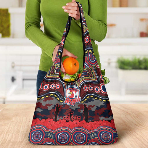 ANZAC Day Sydney Roosters Grocery Bag Military Memorial Aboriginal Indigenous Art