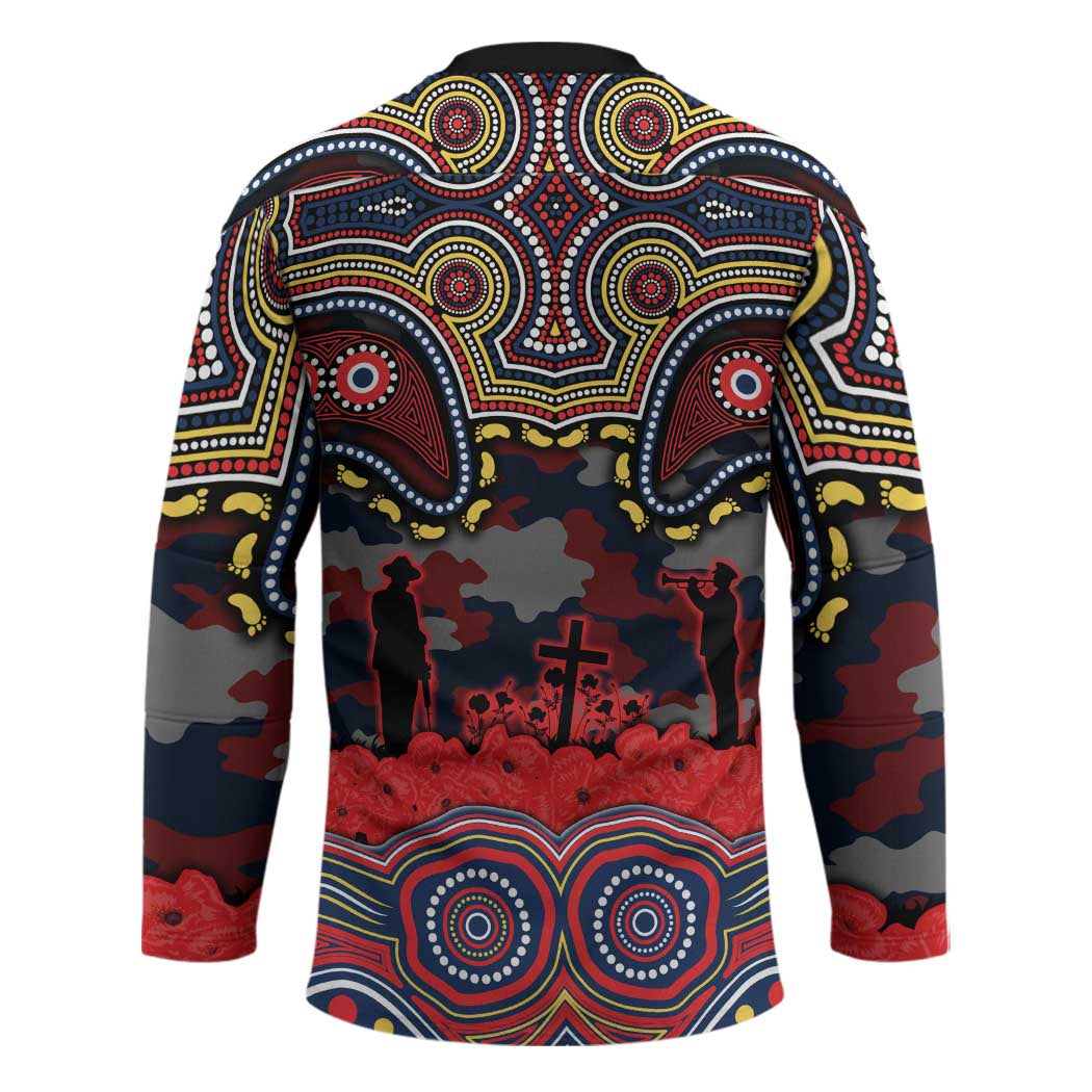 ANZAC Day Sydney Roosters Hockey Jersey Military Memorial Aboriginal Indigenous Art