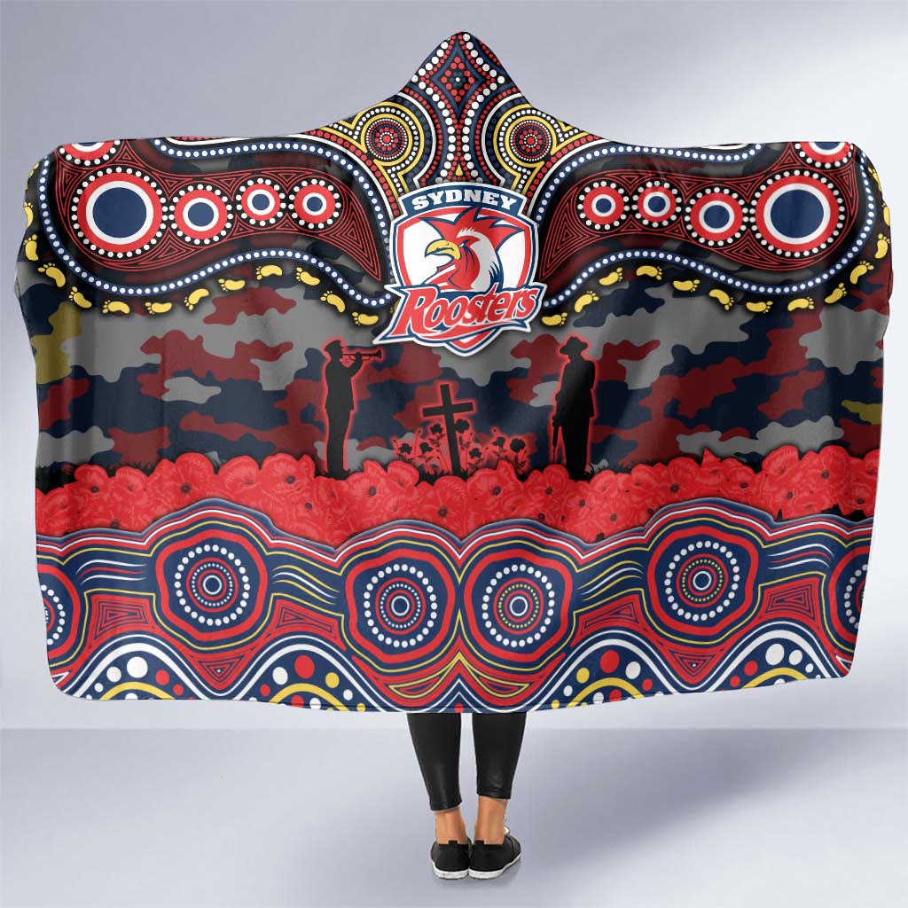 ANZAC Day Sydney Roosters Hooded Blanket Military Memorial Aboriginal Indigenous Art