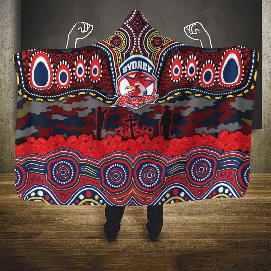 ANZAC Day Sydney Roosters Hooded Blanket Military Memorial Aboriginal Indigenous Art