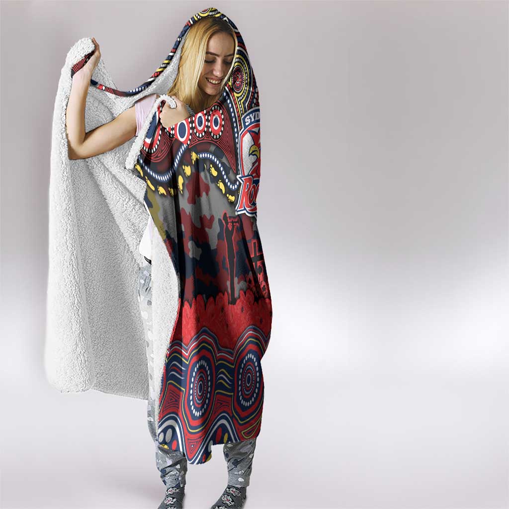 ANZAC Day Sydney Roosters Hooded Blanket Military Memorial Aboriginal Indigenous Art