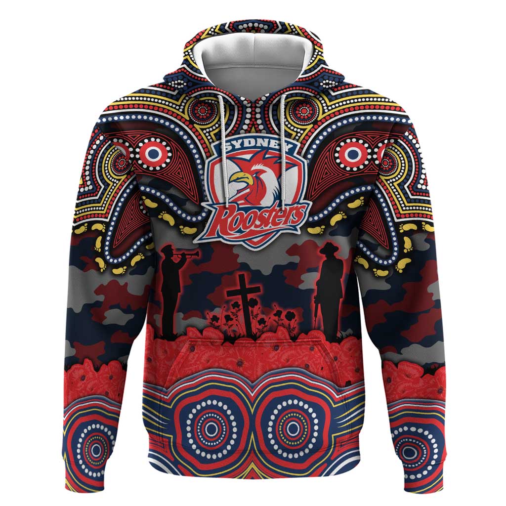ANZAC Day Sydney Roosters Hoodie Military Memorial Aboriginal Indigenous Art