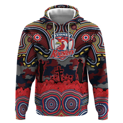 ANZAC Day Sydney Roosters Hoodie Military Memorial Aboriginal Indigenous Art