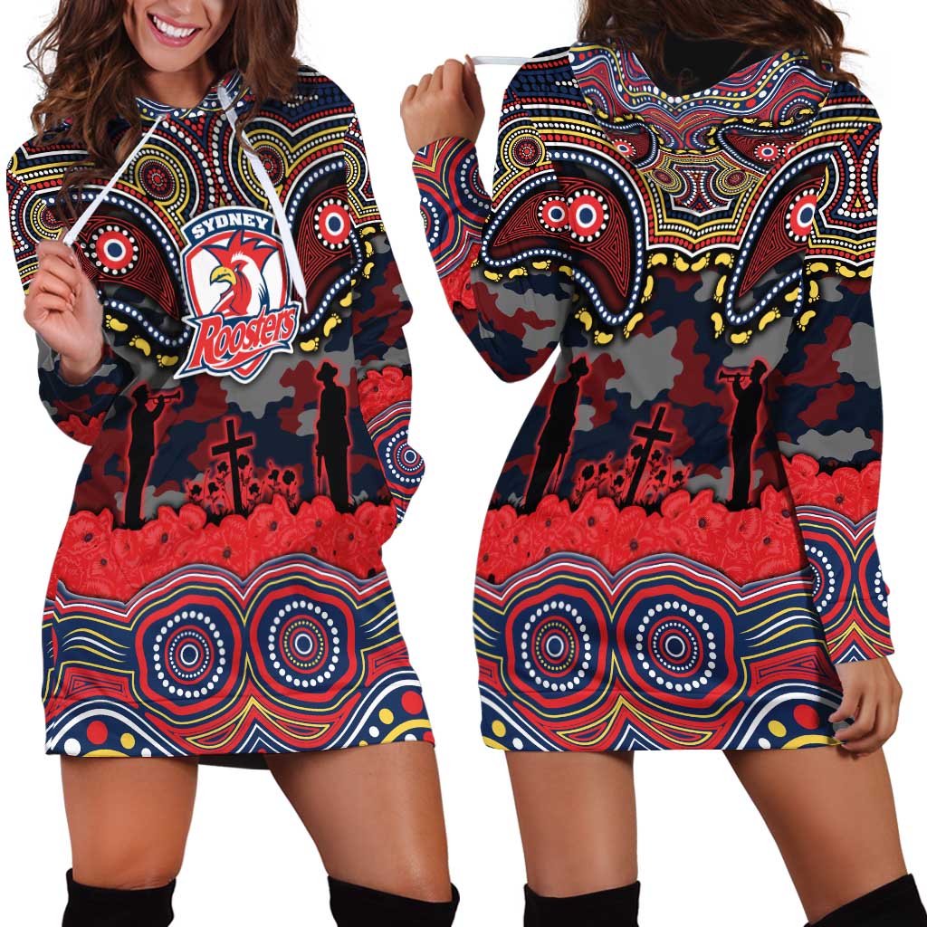 ANZAC Day Sydney Roosters Hoodie Dress Military Memorial Aboriginal Indigenous Art
