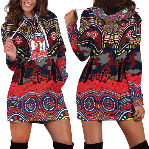 ANZAC Day Sydney Roosters Hoodie Dress Military Memorial Aboriginal Indigenous Art