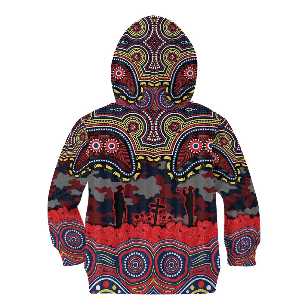 ANZAC Day Sydney Roosters Kid Hoodie Military Memorial Aboriginal Indigenous Art