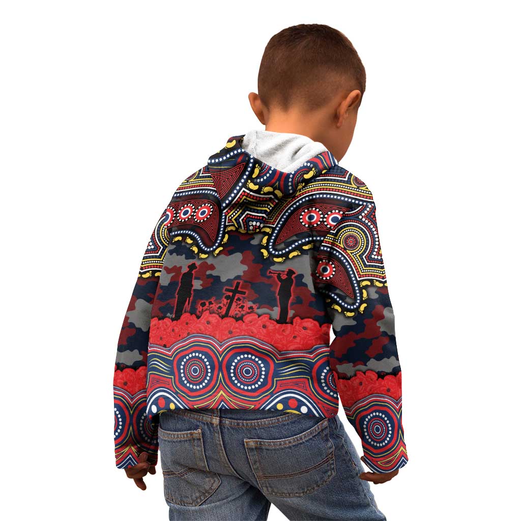 ANZAC Day Sydney Roosters Kid Hoodie Military Memorial Aboriginal Indigenous Art