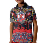 ANZAC Day Sydney Roosters Kid Polo Shirt Military Memorial Aboriginal Indigenous Art