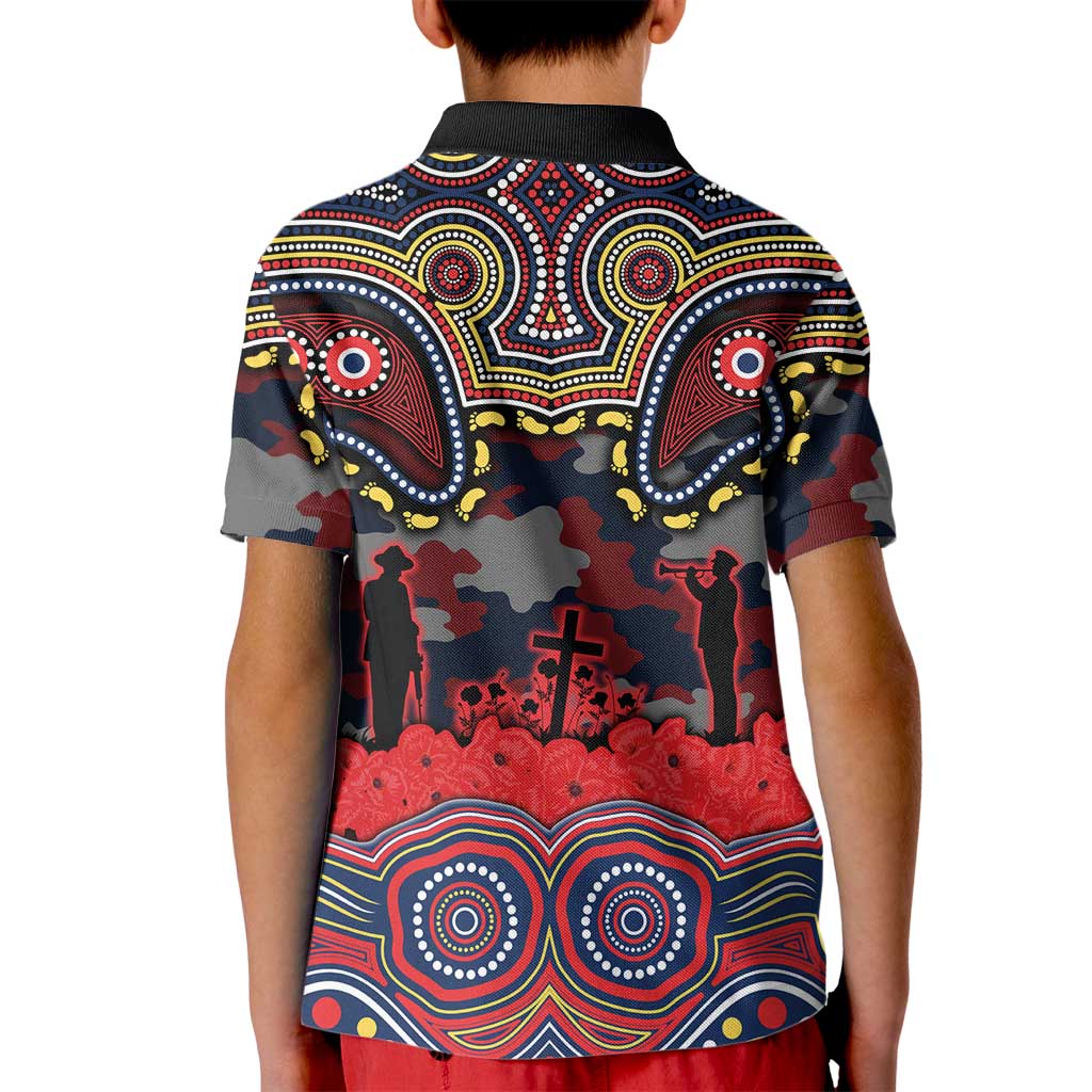ANZAC Day Sydney Roosters Kid Polo Shirt Military Memorial Aboriginal Indigenous Art