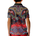 ANZAC Day Sydney Roosters Kid Polo Shirt Military Memorial Aboriginal Indigenous Art