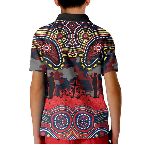 ANZAC Day Sydney Roosters Kid Polo Shirt Military Memorial Aboriginal Indigenous Art