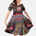 ANZAC Day Sydney Roosters Kid Short Sleeve Dress Military Memorial Aboriginal Indigenous Art