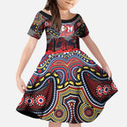 ANZAC Day Sydney Roosters Kid Short Sleeve Dress Military Memorial Aboriginal Indigenous Art