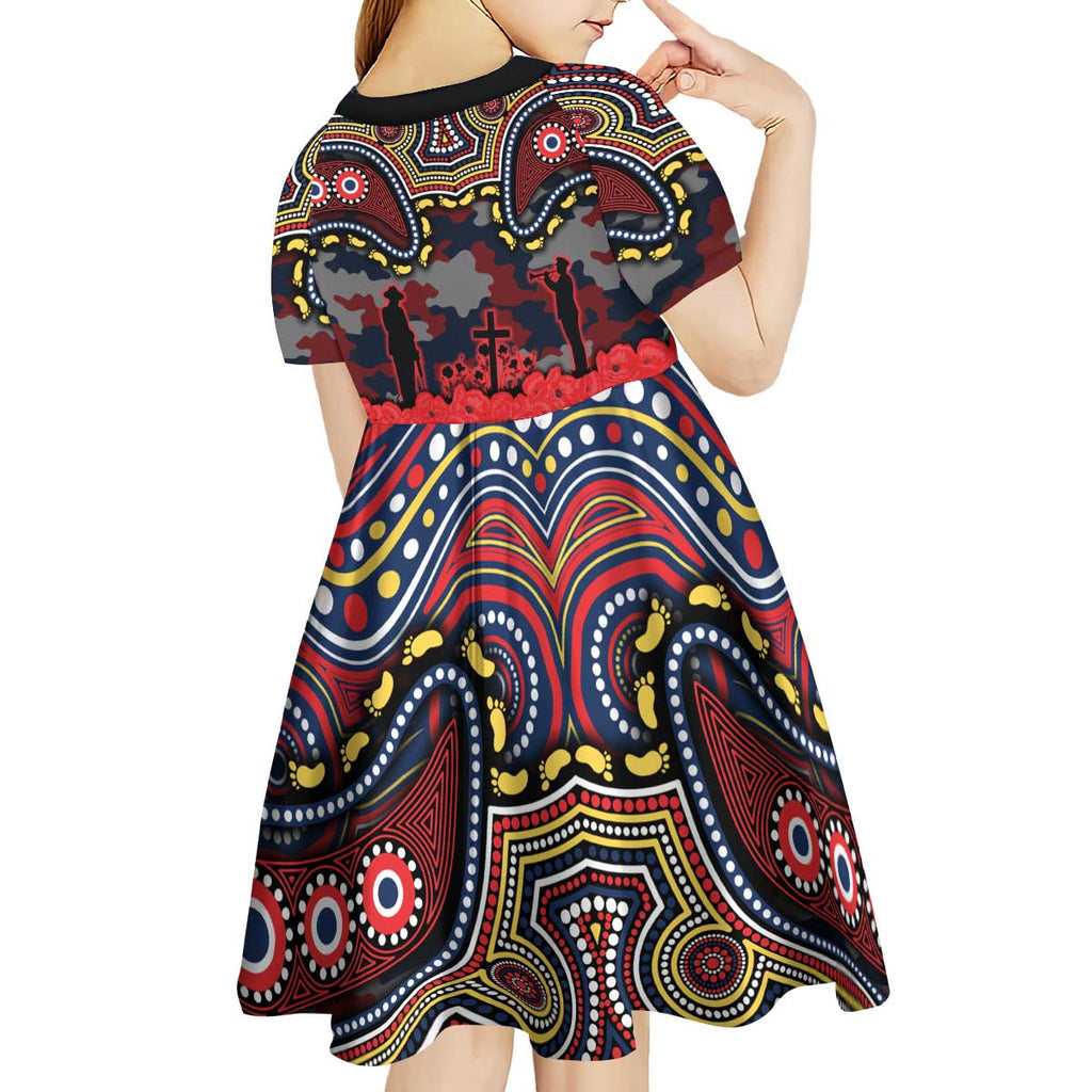 ANZAC Day Sydney Roosters Kid Short Sleeve Dress Military Memorial Aboriginal Indigenous Art