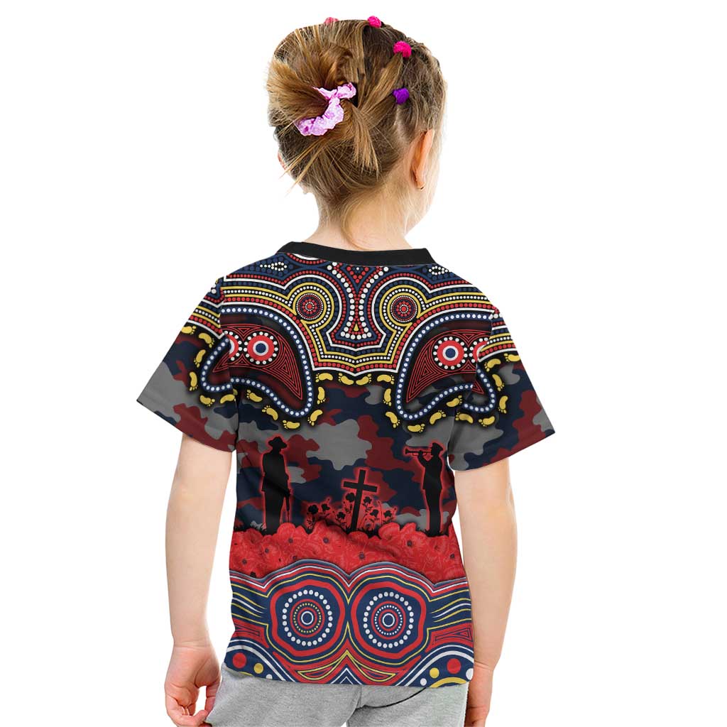 ANZAC Day Sydney Roosters Kid T Shirt Military Memorial Aboriginal Indigenous Art