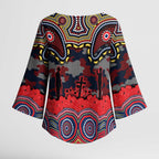 ANZAC Day Sydney Roosters Kimono Sleeve Blouse Military Memorial Aboriginal Indigenous Art