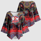 ANZAC Day Sydney Roosters Kimono Sleeve Blouse Military Memorial Aboriginal Indigenous Art