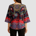 ANZAC Day Sydney Roosters Kimono Sleeve Blouse Military Memorial Aboriginal Indigenous Art