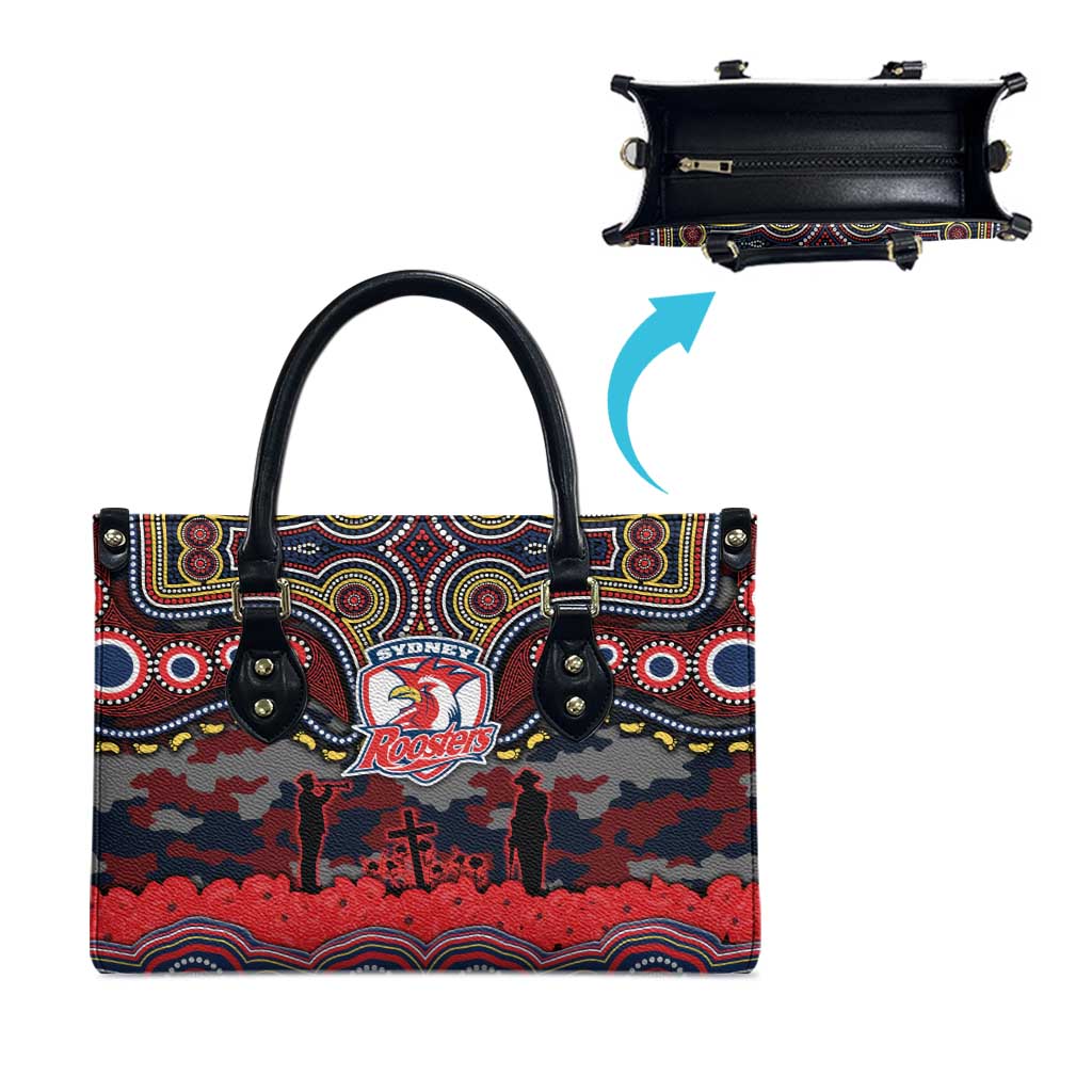 ANZAC Day Sydney Roosters Leather Bag Military Memorial Aboriginal Indigenous Art