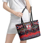 ANZAC Day Sydney Roosters Leather Tote Bag Military Memorial Aboriginal Indigenous Art