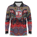 ANZAC Day Sydney Roosters Long Sleeve Polo Shirt Military Memorial Aboriginal Indigenous Art