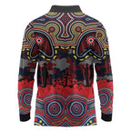 ANZAC Day Sydney Roosters Long Sleeve Polo Shirt Military Memorial Aboriginal Indigenous Art