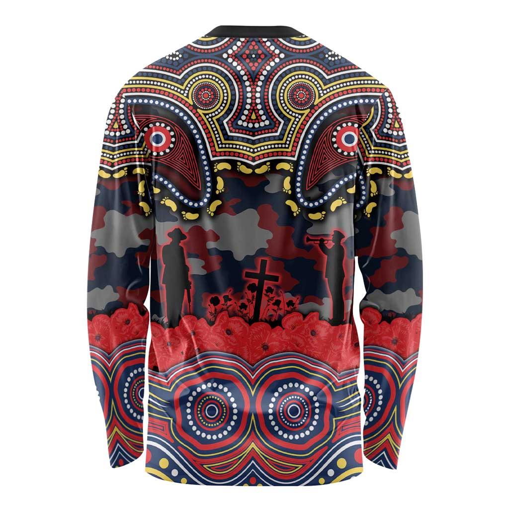 ANZAC Day Sydney Roosters Long Sleeve Shirt Military Memorial Aboriginal Indigenous Art