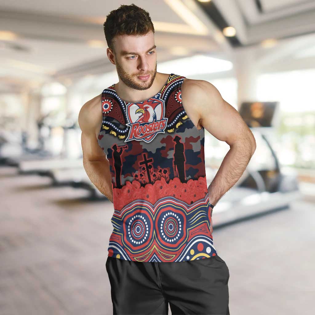 ANZAC Day Sydney Roosters Men Tank Top Military Memorial Aboriginal Indigenous Art