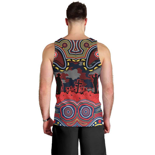 ANZAC Day Sydney Roosters Men Tank Top Military Memorial Aboriginal Indigenous Art