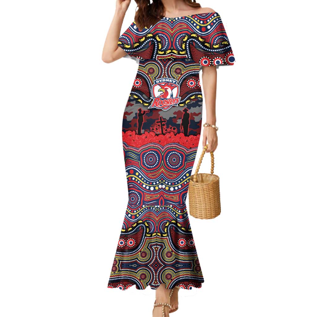 ANZAC Day Sydney Roosters Mermaid Dress Military Memorial Aboriginal Indigenous Art