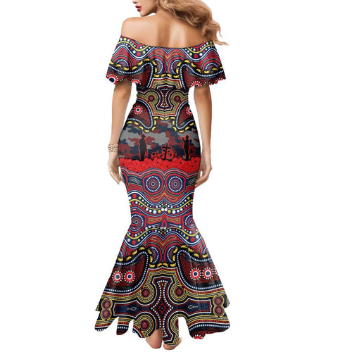ANZAC Day Sydney Roosters Mermaid Dress Military Memorial Aboriginal Indigenous Art