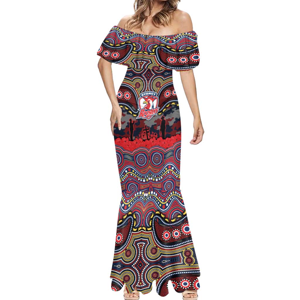 ANZAC Day Sydney Roosters Mermaid Dress Military Memorial Aboriginal Indigenous Art