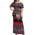 ANZAC Day Sydney Roosters Off Shoulder Maxi Dress Military Memorial Aboriginal Indigenous Art