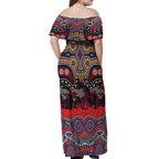 ANZAC Day Sydney Roosters Off Shoulder Maxi Dress Military Memorial Aboriginal Indigenous Art