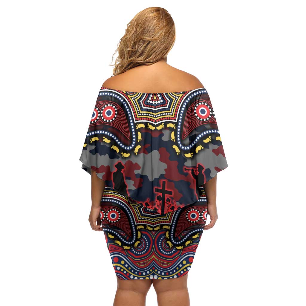 ANZAC Day Sydney Roosters Off Shoulder Short Dress Military Memorial Aboriginal Indigenous Art