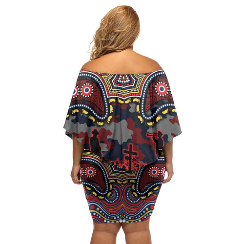 ANZAC Day Sydney Roosters Off Shoulder Short Dress Military Memorial Aboriginal Indigenous Art