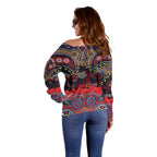 ANZAC Day Sydney Roosters Off Shoulder Sweater Military Memorial Aboriginal Indigenous Art