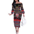 ANZAC Day Sydney Roosters Off The Shoulder Long Sleeve Dress Military Memorial Aboriginal Indigenous Art