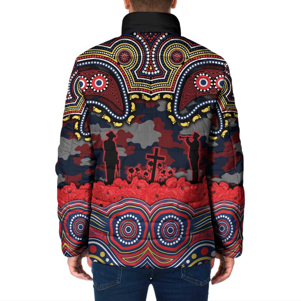 ANZAC Day Sydney Roosters Padded Jacket Military Memorial Aboriginal Indigenous Art