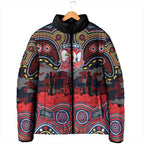 ANZAC Day Sydney Roosters Padded Jacket Military Memorial Aboriginal Indigenous Art