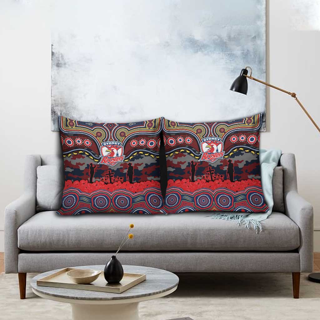 ANZAC Day Sydney Roosters Pillow Cover Military Memorial Aboriginal Indigenous Art