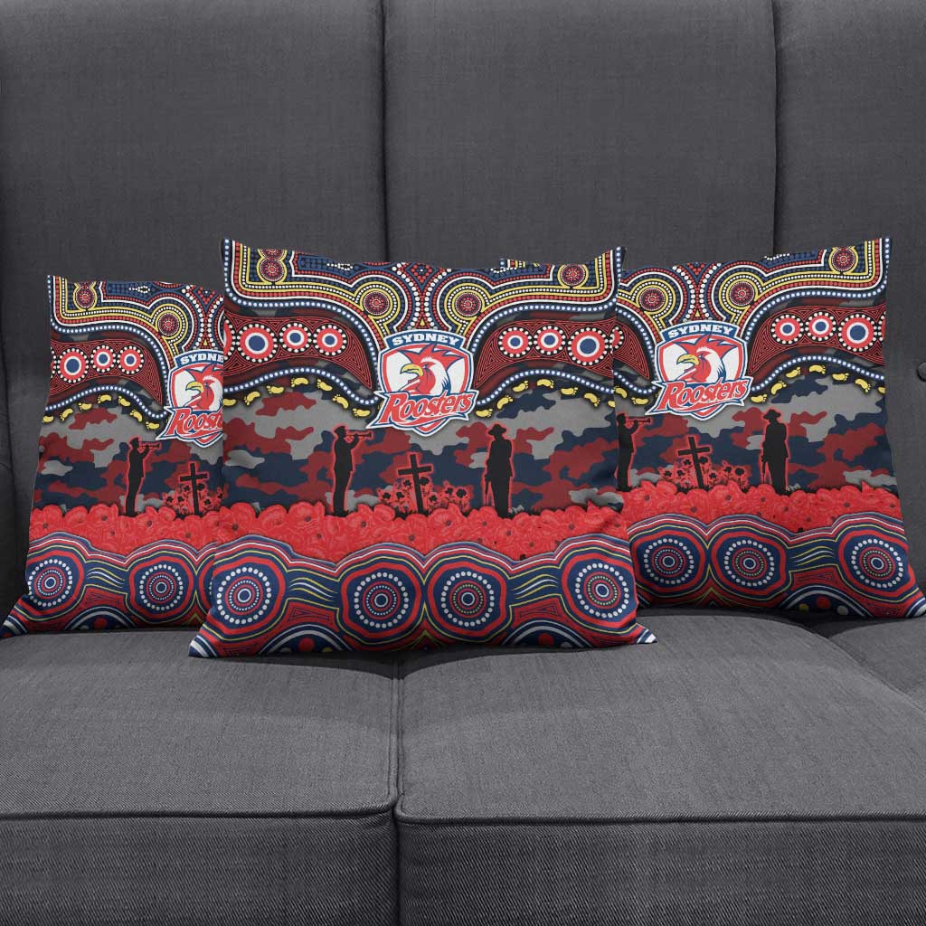ANZAC Day Sydney Roosters Pillow Cover Military Memorial Aboriginal Indigenous Art