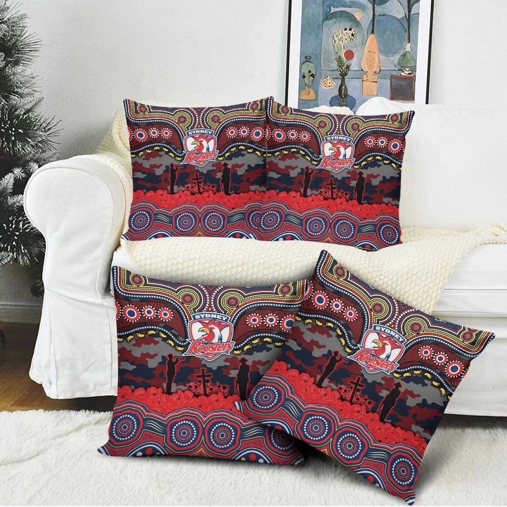 ANZAC Day Sydney Roosters Pillow Cover Military Memorial Aboriginal Indigenous Art