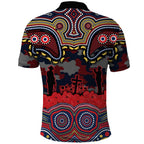 ANZAC Day Sydney Roosters Polo Shirt Military Memorial Aboriginal Indigenous Art