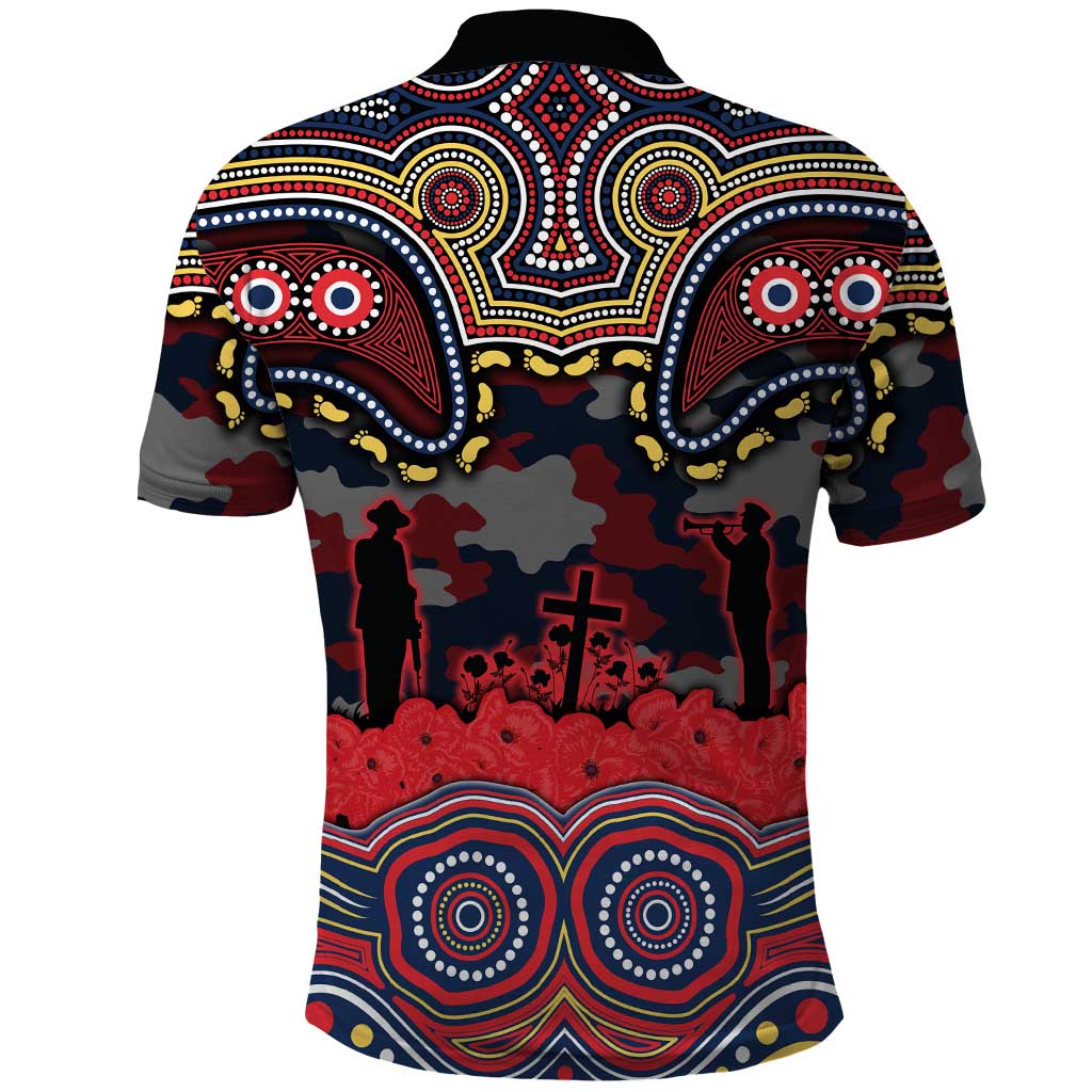 ANZAC Day Sydney Roosters Polo Shirt Military Memorial Aboriginal Indigenous Art